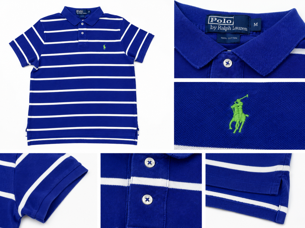 POLO RALPH LAUREN LILA RAYAS BLANCAS BORDADO EN VERDE