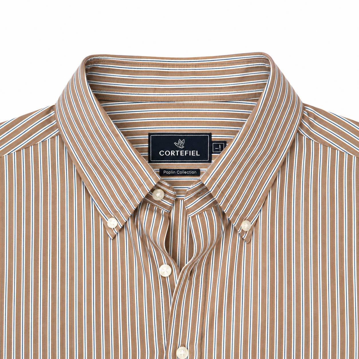 CAMISA CORTEFIEL RAYAS AZUL Y MARRÓN