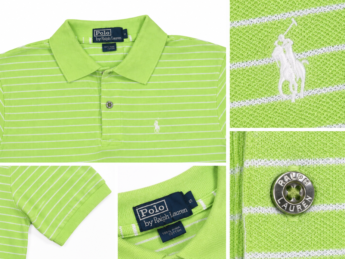 POLO RAPLH LAUREN VERDE LIMA RAYITAS