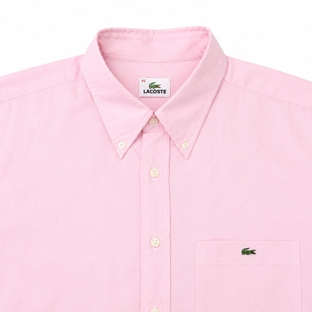 CAMISA MANGA CORTA LACOSTE RAYAS FINAS ROJAS Y BLANCAS
