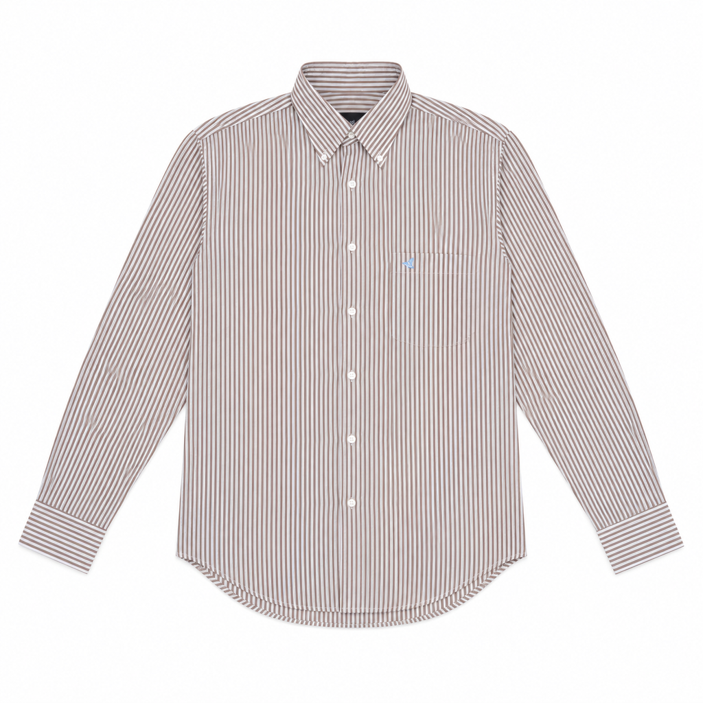 CAMISA CORTEFIEL RAYAS AZUL Y MARRÓN