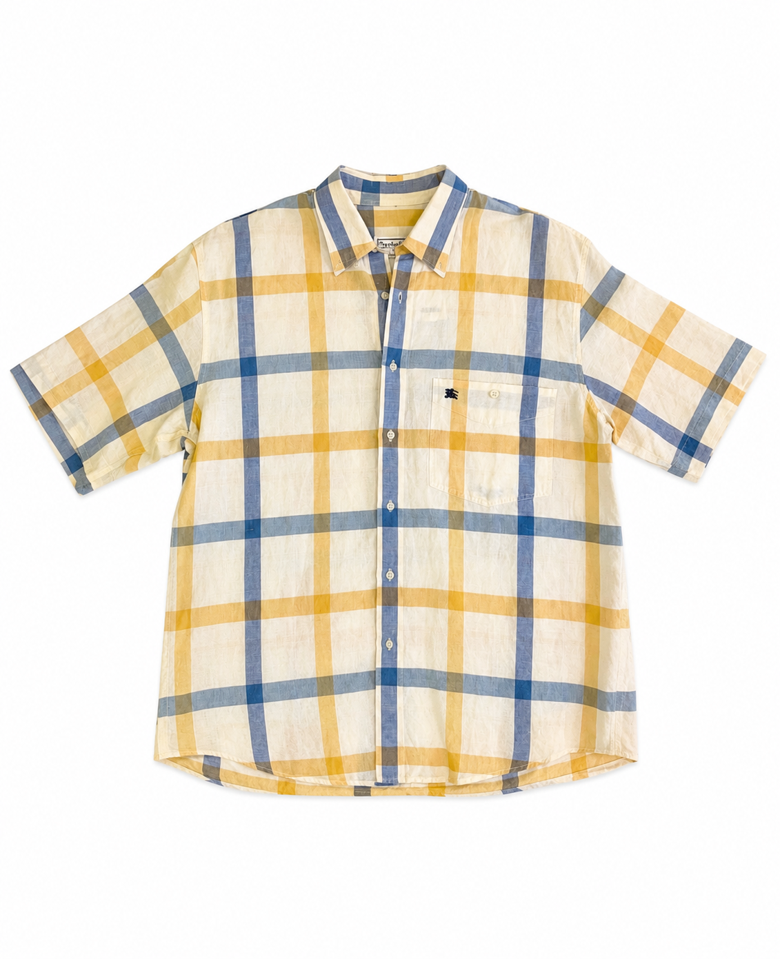 CAMISA MANGA CORTA CUADROS AMARILLO Y AZUL BURBERRY