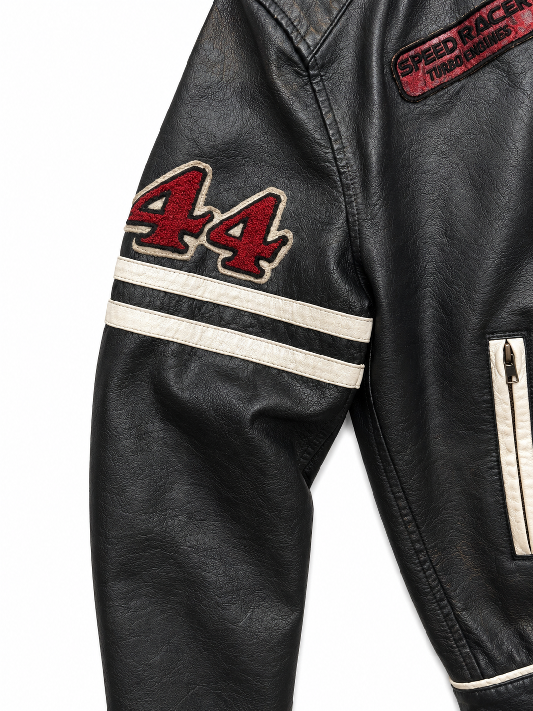 CHAQUETA PIEL VINTAGE 2000 MOTERA REPLAY MODELO "CUSTOM GARAGE HOT ROD DRAG RACER"