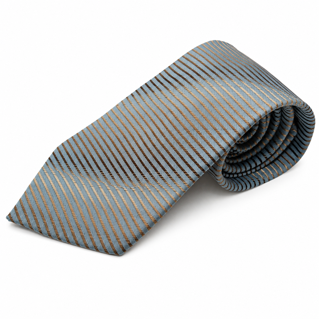 CORBATA SALINERO RAYAS AZUL Y BEIGE