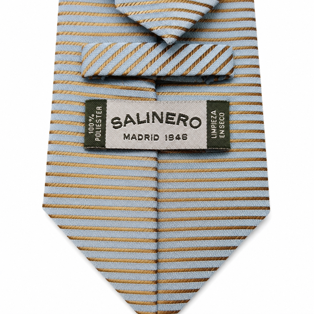 CORBATA SALINERO RAYAS AZUL Y BEIGE