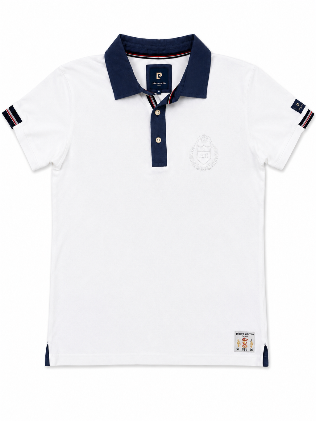 POLO PIERRE CARDIN BLANCO CON CUELLO DE CAMISA